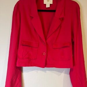 House of Harlow 1960 Women's Red Double Button Blazer Jacket Linen Blend size L